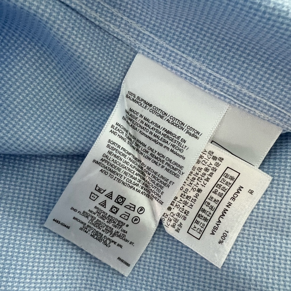 Brooks Brothers Blue Regent Non-Iron Supima Cotton Dress Shirt Size 17.5 - Picture 12 of 12
